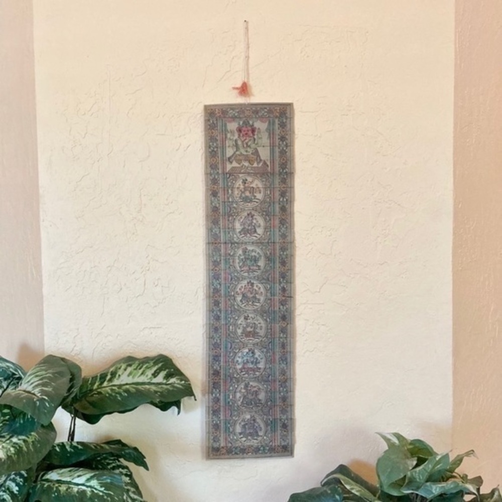 ANTIQUE INDIA - Lord Ganesha Palm Leaf Scroll Wall Hanging from Orissa
